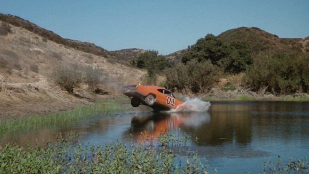 larryafranks's tweet photo. Rumor has it that this General Lee is still in this pond in Valencia Ranch in California. #GhostofGeneralLee (that is totally made up by me and not true at all) #DukesofHazzard https://t.co/RlSg1IlysU