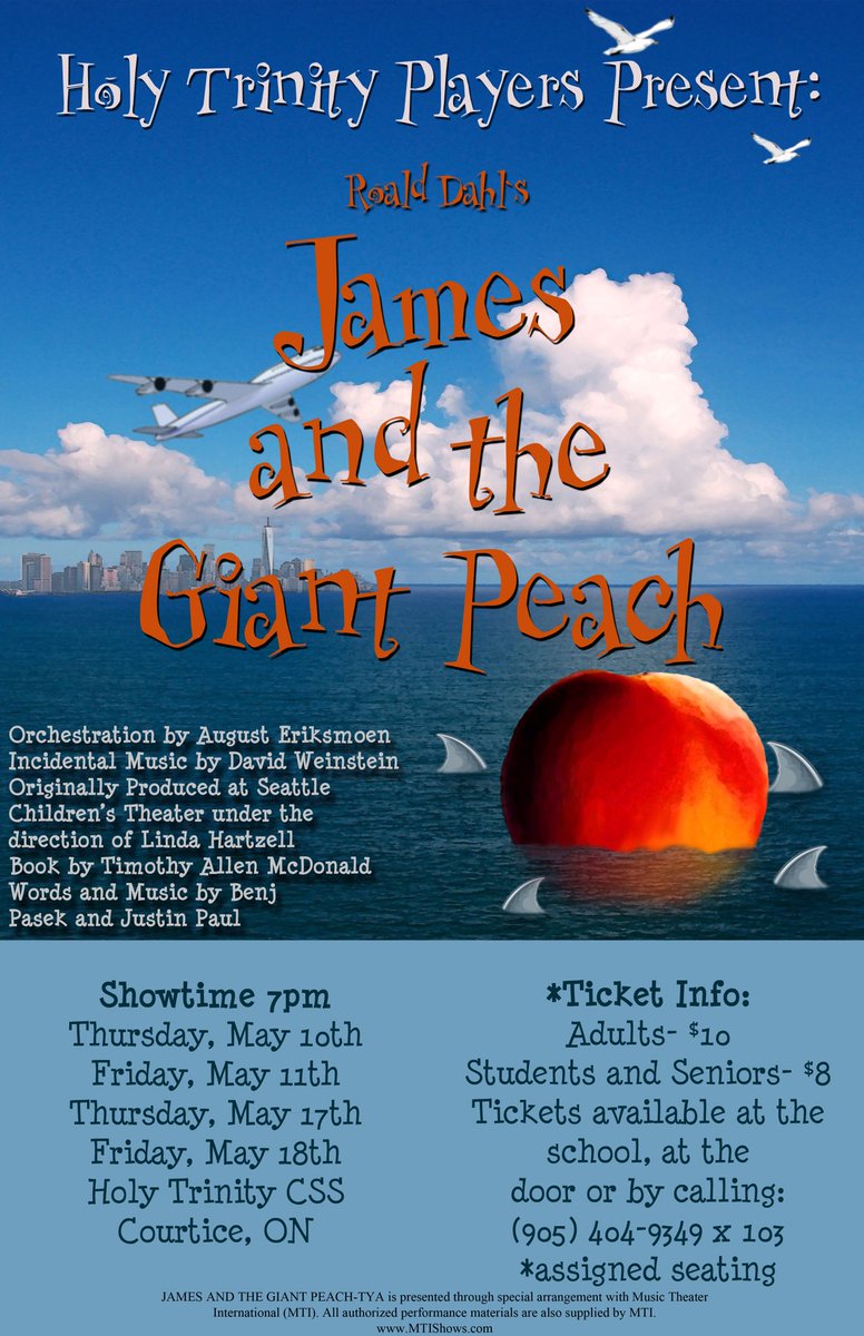 One more week (2shows) to see James and the Giant Peach! Come see some EXCEPTIONAL talent on stage! #HTCSSpvnc #PVNCLearns