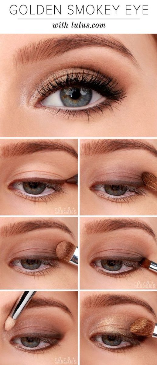 Golden smokey eye make up, this would look so lovely on a bride on her Wedding Day! #WeddingMakeUp <a href="/wedding_style/">Wedding Style</a>