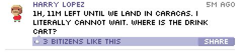 jaredblack71's tweet photo. Funny BitBook post in Pocket Planes for iOS! 
Under your seats you have freezers with food and drinks. At the end of the plane you have a microwave. https://t.co/fvbg9zNgYa https://t.co/pd7EHQmWNf