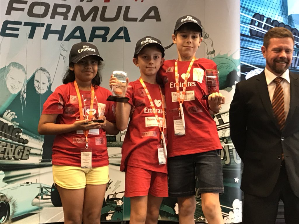 RPSDubai's tweet photo. Team Victoria! Sedan race winners and Teamwork award! @F1inSchoolsHQ #rpsstem https://t.co/1Anzyf7TeU