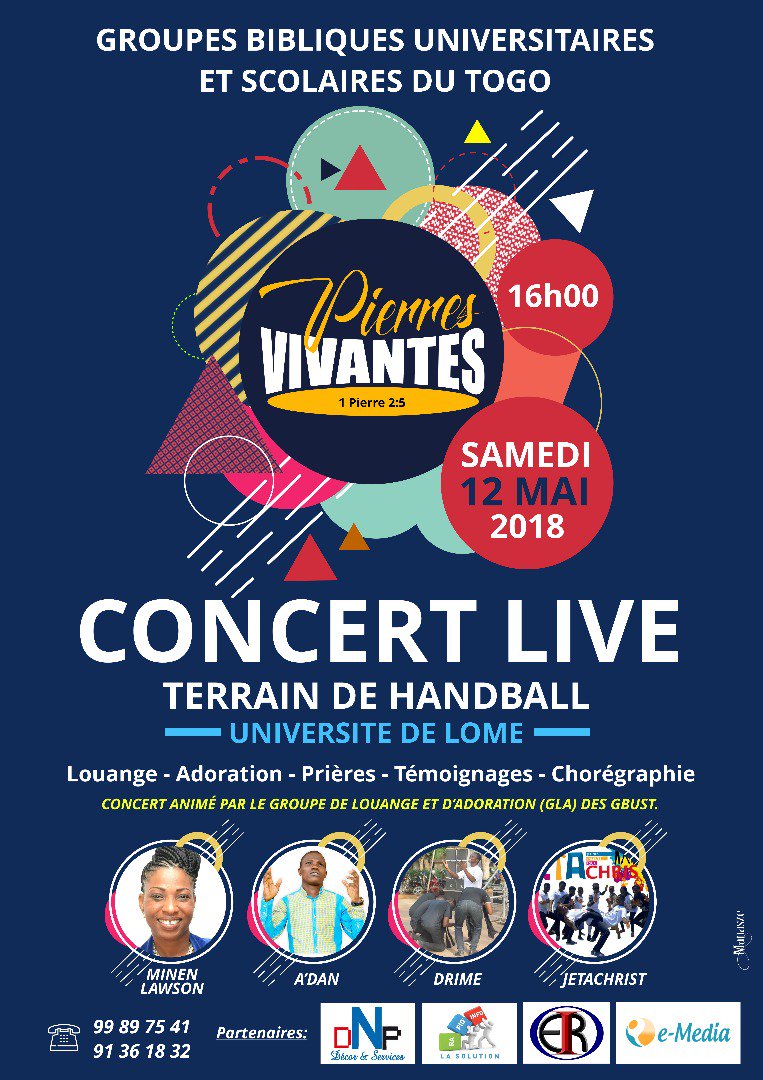 Charles_KONDI's tweet photo. C'est arrivé la Soirée #PierresVivantes2018 des #GBUST. C'est au Terrain de Handball de l'Université de #Lome ce samedi 12 mai à partir de 16h GMT. #Togo avec @GLA_GBUST #GLA_GBUST @GBUST @GBUAF @Charles_KONDI @sodemess @armandzadu https://t.co/D2DtCwEcpk
