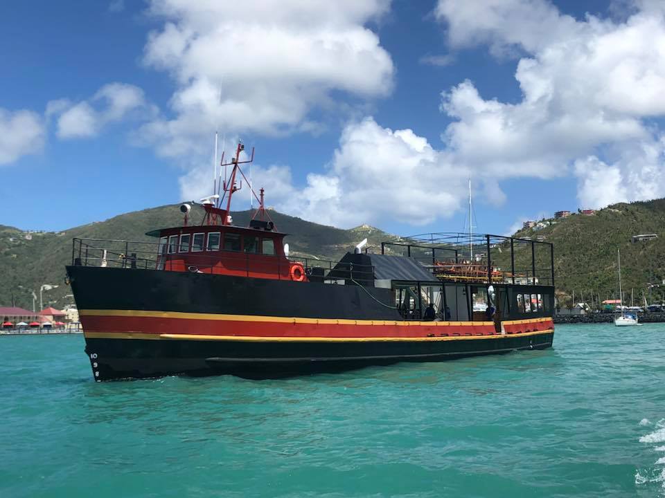 VICharterBroker's tweet photo. She's back! #WillyT's is new and improved and in the #BVI.  Can't wait to jump off the top deck again. ⛵️😎👙🌞🍹  #Yachting #FloatingBar #VirginIslands #Charteryacht (Photo Courtsey-Alternative Concrete Solutions) https://t.co/mAVlWtm4ox