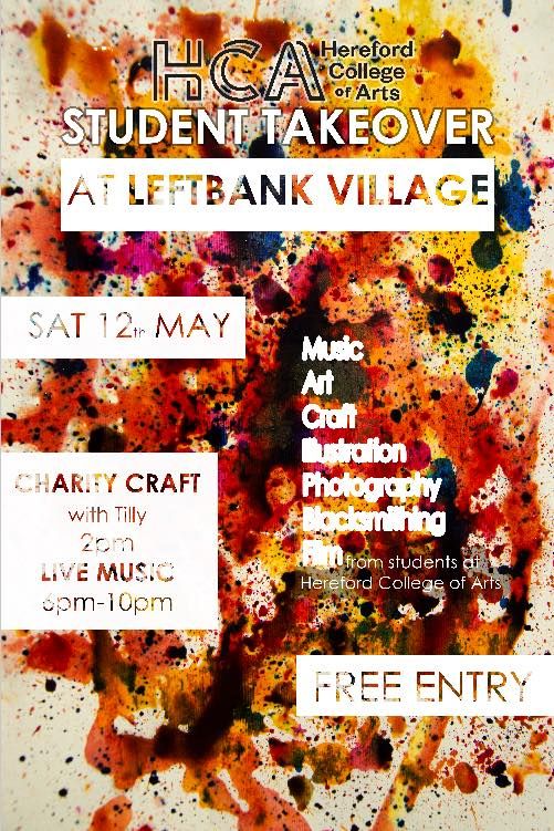 Hereford Art College (@herefordartscol) on Twitter photo Join us today at <a href="/HfdLeftBank/">Left Bank Village</a> and <a href="/Dekoffiepothfd/">De Koffie Pot</a> for an #HCATakeover! We'll give you art, music, craft, illustration, photography, blacksmithing and film - what more could you possibly want from your Saturday?! #hereford  #studenttakeover #arts Join us today at <a href="/HfdLeftBank/">Left Bank Village</a> and <a href="/Dekoffiepothfd/">De Koffie Pot</a> for an #HCATakeover! We'll give you art, music, craft, illustration, photography, blacksmithing and film - what more could you possibly want from your Saturday?! #hereford  #studenttakeover #arts