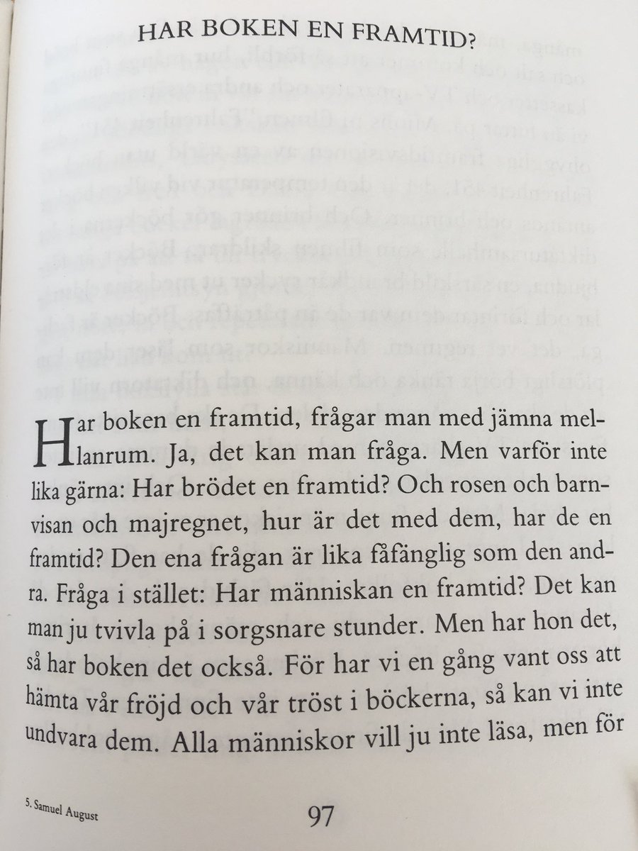 visesiskolan's tweet photo. Veckan som kommer ska vi ägna oss åt läsning (som vanligt) men även tänka, skriva och samtala om vår läsning. Vi inleder projekt #passaboken med Astrid Lindgrens text, Har boken en framtid? Och den frågan är lika fåfänglig som att fråga: har brödet en framtid? #B216 https://t.co/rbqnQKz7gr