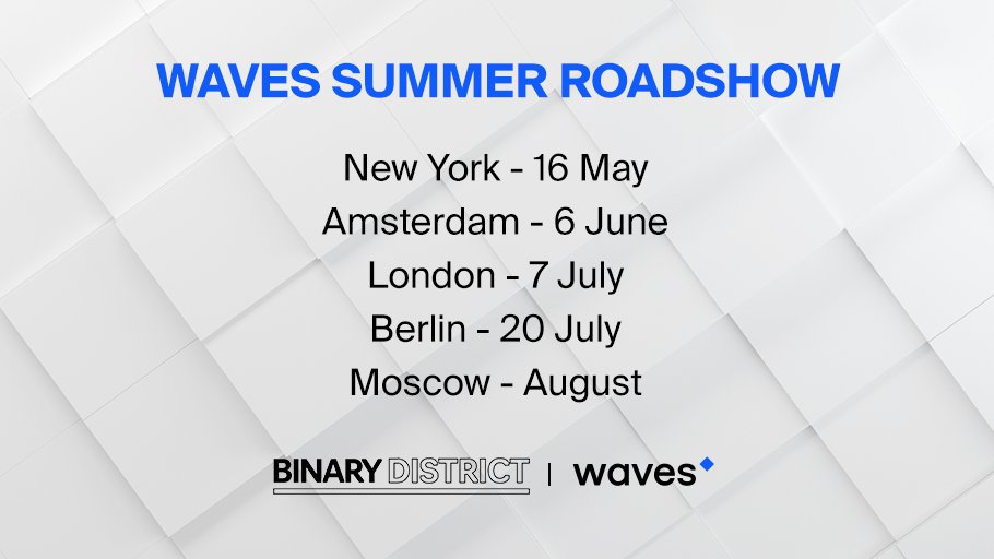 wavesprotocol's tweet photo. We're excited to announce that this summer Waves will be travelling the world with the Summer Roadshow: https://t.co/FnQRGl7sZ0

#WavesPlatform #WavesSummerRoadshow #Crypto #Blockchain $WAVES https://t.co/QhYlFH3PXi