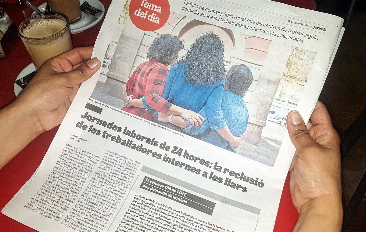 No us perdeu el TEMA DEL DIA avui al <a href="/DiariJornada/">Jornada</a> sobre la reclusió de les treballadores internes a les llars! Amb els testimonis d Paula, Daybe i altres companyes d l'Assoc #MujeresMigrantes. Valentes!✊🏿💜
Gràcies <a href="/andreumerino/">Andreu Merino Vives</a> i equip! #Ratificacio189 diarijornada.coop/actualitat/201…