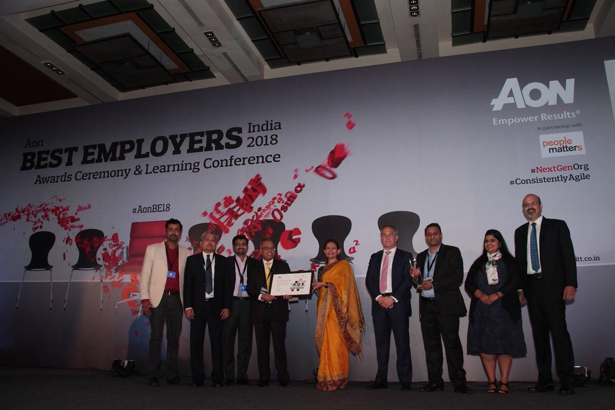 Aon_India's tweet photo. #AonBE18 Winning Moments. 
Team @Shell_India, you’ve made it to the list of Aon Best Employers India 2018. Congratulations! https://t.co/j8A1zfQ2v8