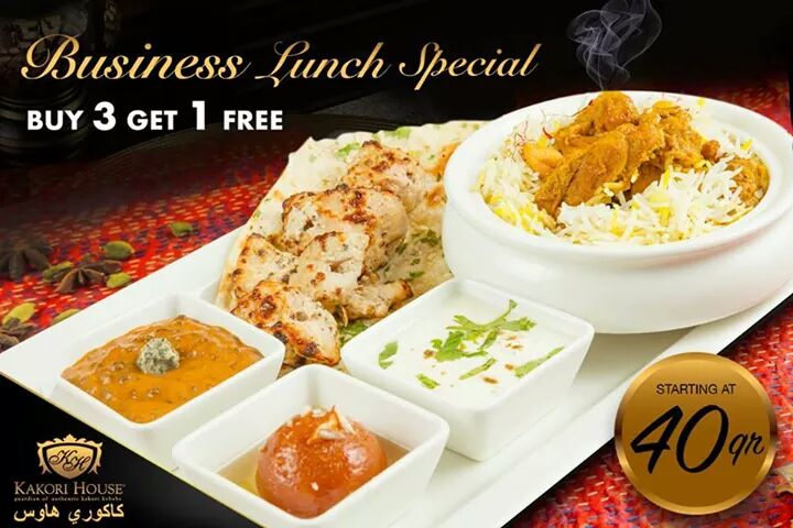 qatarmenus's tweet photo. Buy 3 Get 1 Free Offer Business Lunch By Kakori House - Qatar ...From Saturday to Thursday For 40QR... Never Miss It!! #QatarEats #FoodLovers #MyDoha #Qatar #Tasty #Yummy #TastyFood https://t.co/7N2dE5MU5C