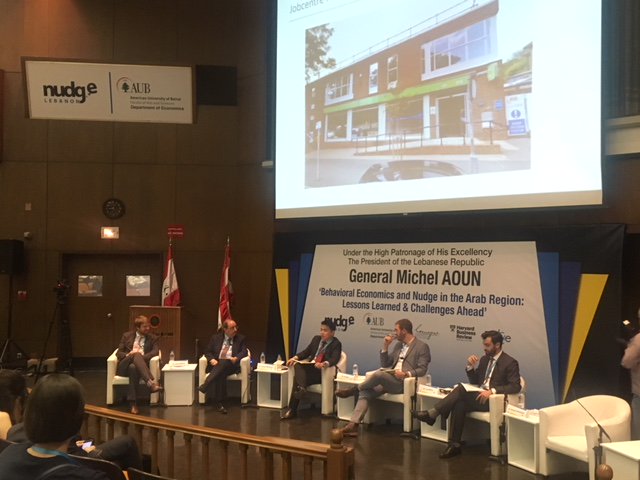NudgeLebanon's tweet photo. Third panel of the day: Compliance &amp; Rule of Law: Rethinking Government Services Delivery through a Behavioral Lens #NudgeLebanonConference https://t.co/meVS9RYMcj