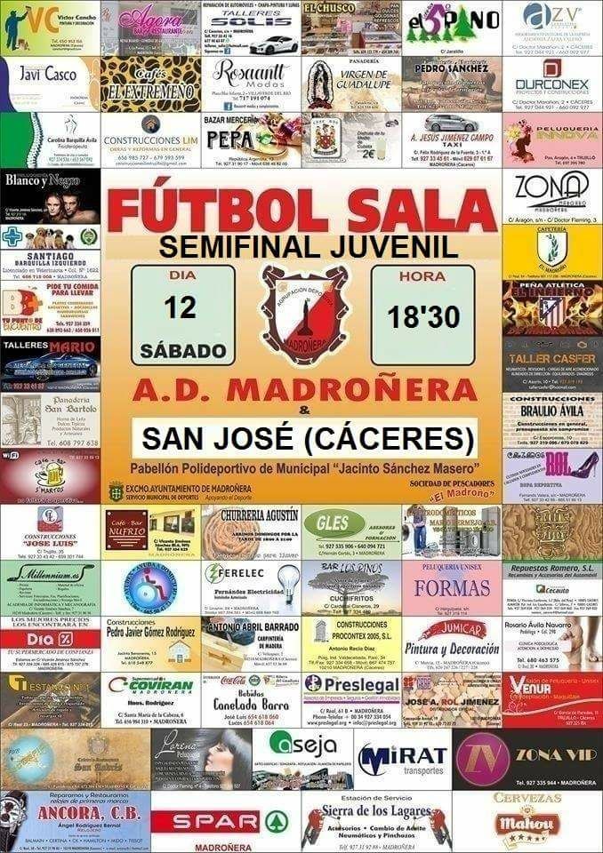 📢 IMPORTANTE❗❗
✋🏽Recuerda que nuestros juveniles disputan hoy a las 🕡 18:30 el partido de ida de semifinales de play off frente al San José!
Os necesitamos a todos!!! <a href="/ultras_mfs/">ULTRAS MADROÑERA FS</a> y toda la afición!
#JuntosSomosMásFuertes #VamosEquipo 👏🏼💨⚽