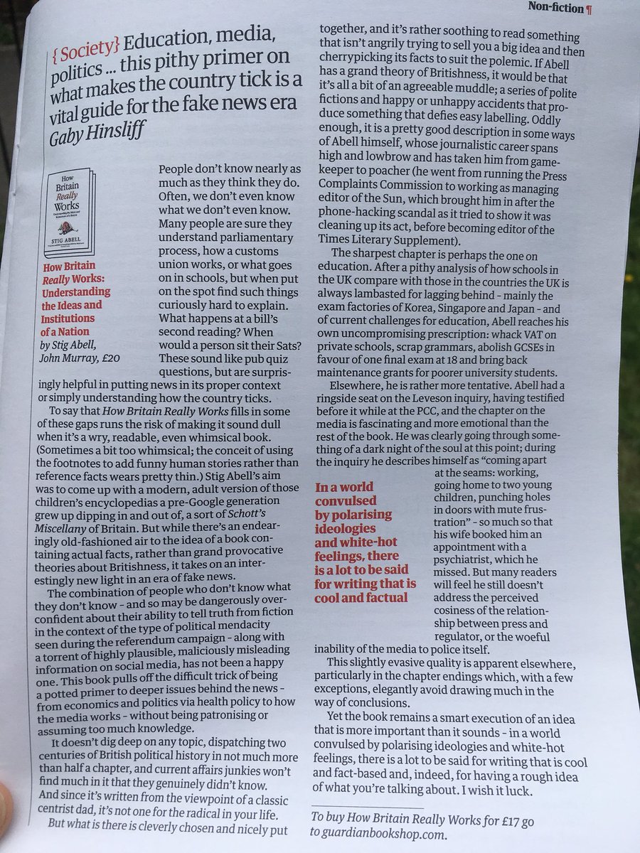 Taffyagent's tweet photo. ‘A vital guide for the fake news era’ - thanks @gabyhinsliff @GuardianBooks @StigAbell @johnmurrays #howbritainreallyworks https://t.co/G5tTlt4a45