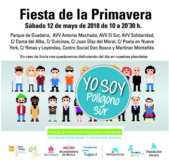 poligono_sur's tweet photo. Nos vemos desde ya en la Fiesta de la Primavera #PrimaveraSur!! Tenemos calles y plazas adornadas, juegos populares, ricas tapas, una batucada y un montón de actuaciones por la tarde en el Parque Guadaíra!!
https://t.co/hlbLztAIEK https://t.co/LVoQck5DwC