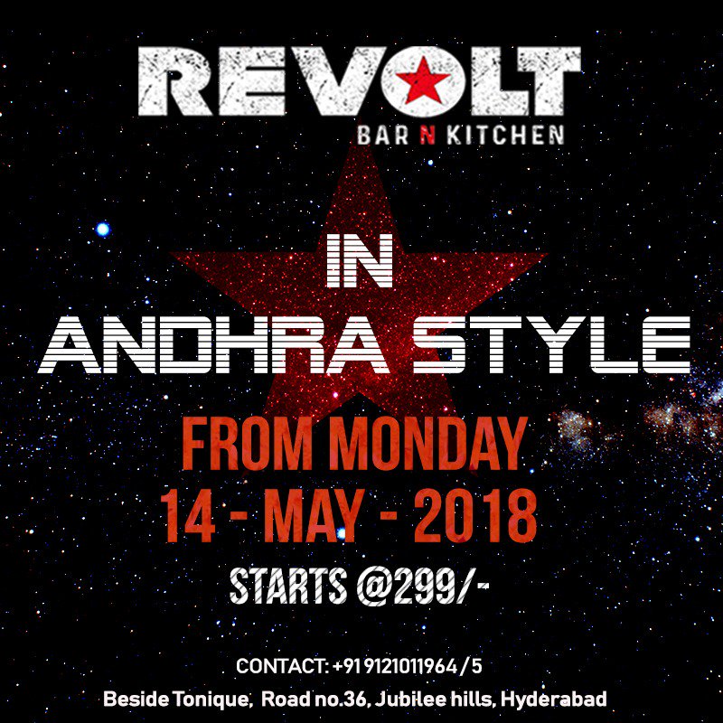 RevoltBnK's tweet photo. Feed your hunger with all new Andhra Style Menu at #Revolt #BarNKitchen
Get a free Beer with every combo.
#Revolt #Andhra #NewMenu #jubileehills #hyderabad #FreeDrinks #combooffer https://t.co/oV4ZnWZ4Sa