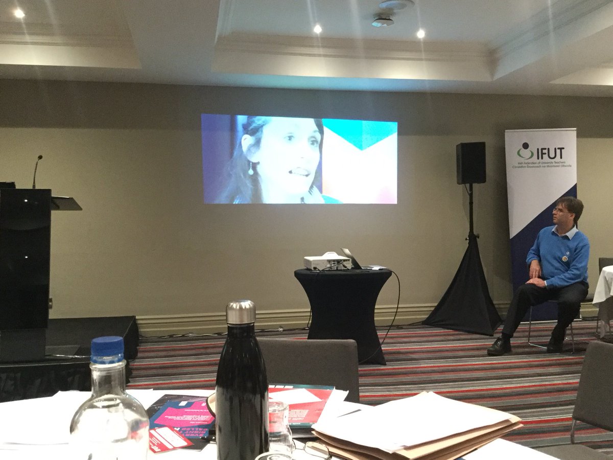 ifut's tweet image. Conference watches a short video about the @onemovementcork while we await the arrival of the Minister #IFUTADC18 #onemovement #unions