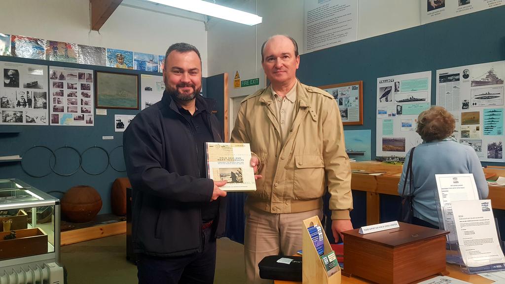 fares4free's tweet photo. Andy Riach of @TheDMWS and Andrey A. Pritsepov Russian Consul General at the Arctic Convoys Museum in Aultbea. Thanks for helping our #Arcticconvoys #veterans on this very special weekend Andy. #Unforgottenforces @poppyscotland https://t.co/oCwxgqSFtV