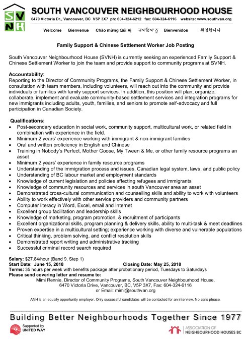 ericsouthvan's tweet photo. We have an opening at SVNH, those of you who are qualified kindly apply immediately. If you need to discuss the specifics of your application, feel free to get in touch. #ericsouthvan #Vancouver #Job #Career #SocialWork #Opportunity https://t.co/JSh0xxXUY4