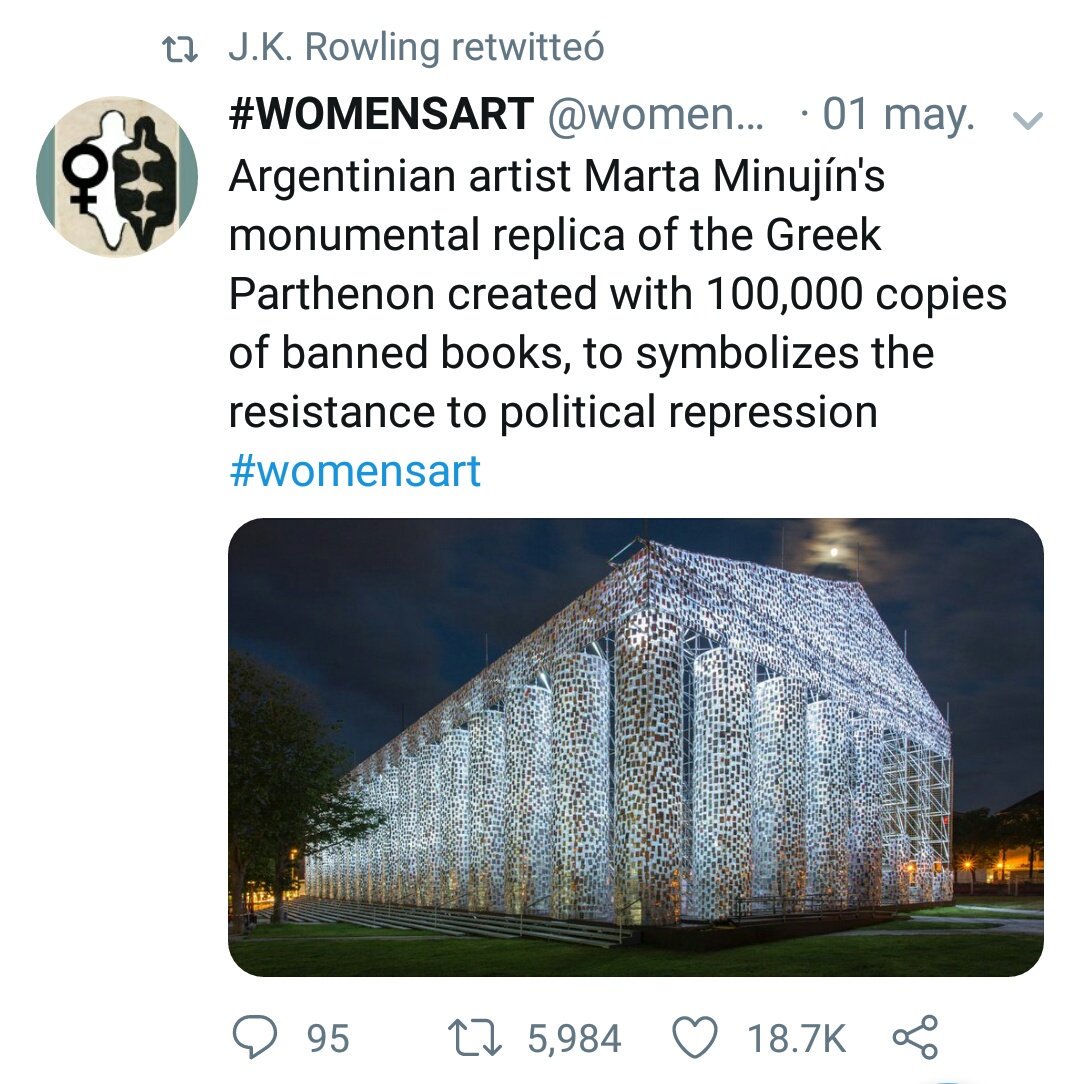 J K Rowling retwiteó el Partenón de Marta Minujin 🤗
