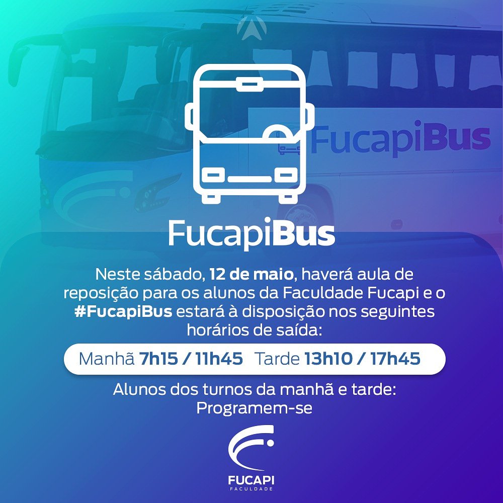 FucapiAM's tweet photo. Bom dia, alunos #Fucapi 💜 Hoje nós temos encontro marcado para as aulas de reposição da Faculdade e, com isso, disponibilizamos opções de rotas diferenciadas do #FucapiBus 🚍 Consulte os horários e obtenha mais segurança e conforto no trajeto para a Instituição. Até! https://t.co/508ovcoz3c