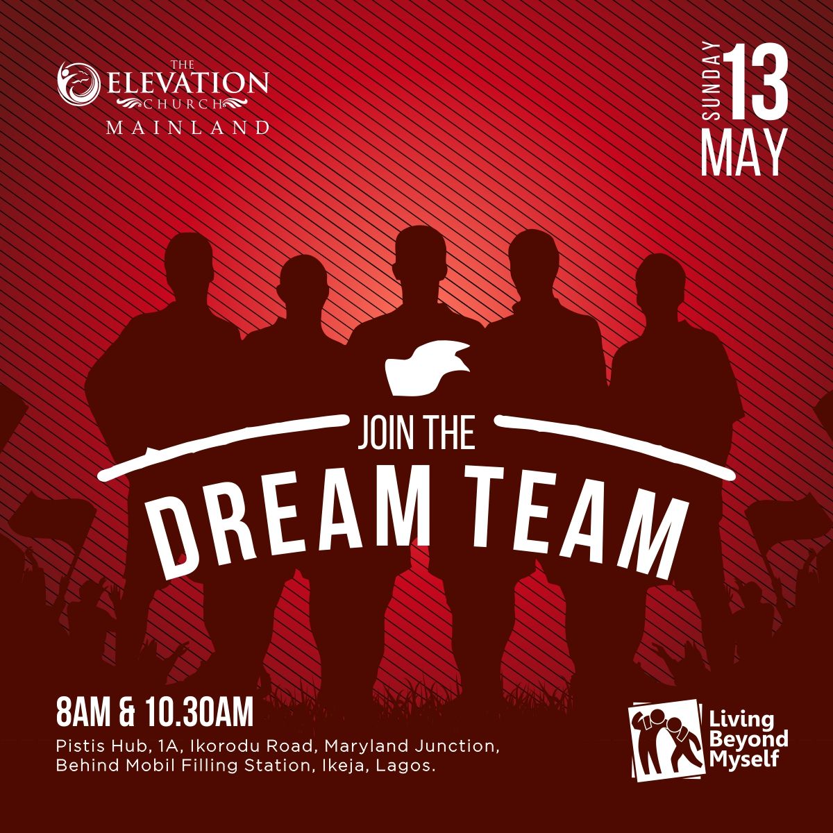 elevationMD's tweet photo. Do you have a dream team? If your answer is 'No' then we cordially invite you to join the dream team this Sunday... The team that lives beyond itself! It will be awesome! 

See you there!
#LivingBeyondMyself #IsNotAboutYou #TECMainland https://t.co/H86p3yzgKz