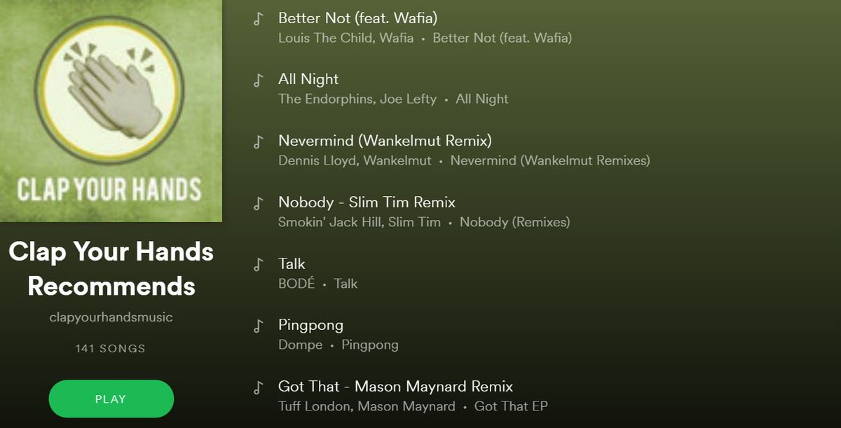 We just added some new tunes to our Spotify radio 🎶 Get infected by these new sounds from <a href="/LouisTheChild/">Louis The Child</a> <a href="/Wafiaaa/">Wafia</a> <a href="/ThEndorphins/">The Endorphins</a> <a href="/dennislloyd_/">Dennis Lloyd</a> <a href="/WankelmutBerlin/">Wankelmut</a> <a href="/smokinjackhill/">Smokin’ Jack Hill</a> @BorisDeckers <a href="/tufflondonmusic/">Tuff London</a> &amp; <a href="/MasonMaynard/">Mason Maynard</a> 🔈🔈 Have a great weekend y’all!