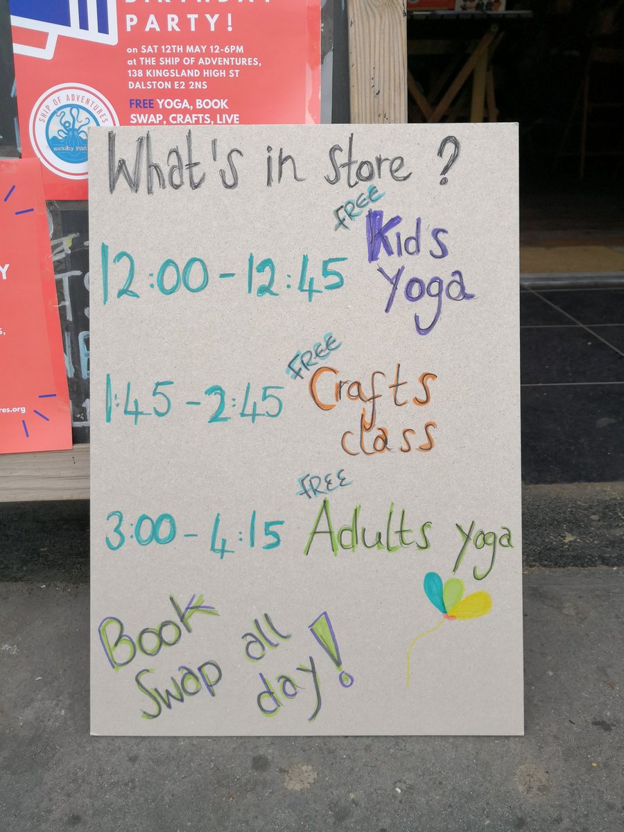 Today's timetable of events for today! ⚓ The #kids #yoga and #storytelling session is drop in, so do still come by if you would like to get involved! It's #free, you just need comfy clothes! ⛵ #Hackney #dalston #eastlondon #thingstodowithkids