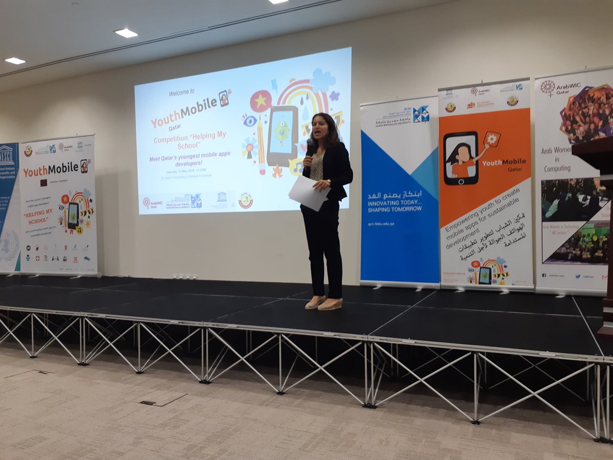 MMehdiB's tweet photo. Humbled and proud to be a judge at the  @QatarComputing @YouthMobile #AppCompetition by @unesco_doha.
Creative minds and fearless entrepreneurs in the making...
#STEMeducation #Coding https://t.co/HYQzq0g3U7