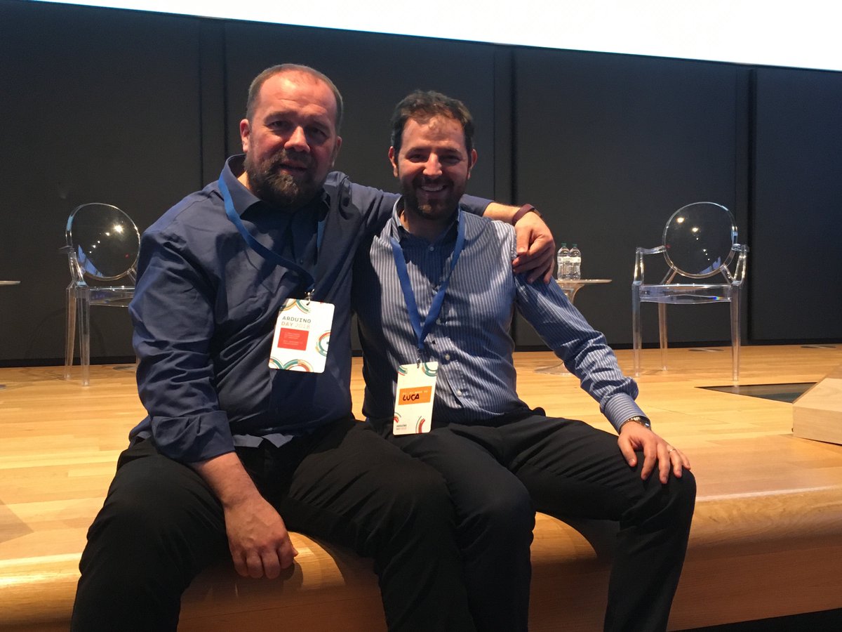 iotwatch's tweet image. Brothers in blue. @mbanzi and @mastrolinux  backstage at #ArduinoD18 #ArduinoDay2018 #iot