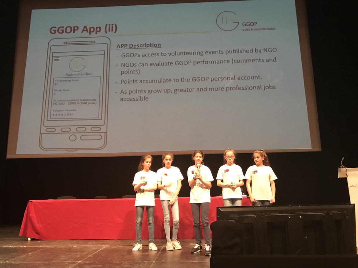 jdiazandreu's tweet image. Ggop volunteering app at EVENT of @technovation #Madrid #Spain @uc3m @AmericanSpace @usembassymadrid  by #CODEGirl #STEMeducation for Girls with @empowertocode team