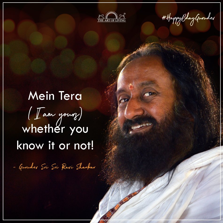 ArtofLiving's tweet photo. Mein Tera ( I am yours) whether you know it or not !
- Gurudev @SriSri 
#HappyBdayGurudev #WorldMeditationDay https://t.co/pSHmmCo7Gm