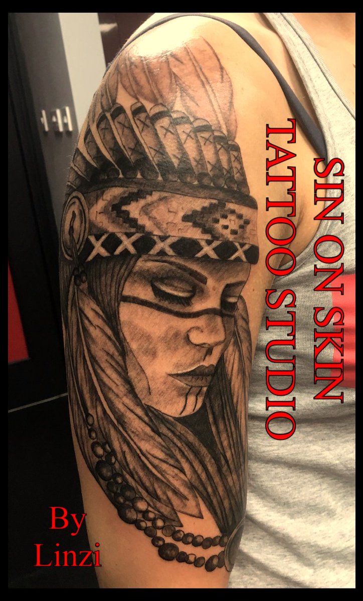 SinOnSkinUK's tweet image. Recently done by Linzi. #NativeAmerican #nativewoman #nativetattoo #tattoo #sleeve #moreink #tattoogirls #blackandwhite #shading