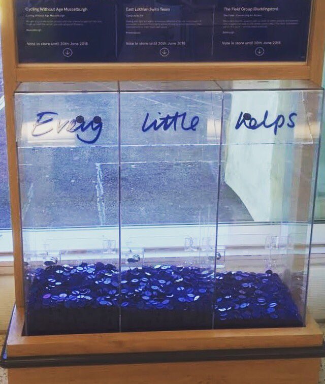 It is looking like we are in second place so far for the Tesco Token Scheme at our local Store in Musselburgh and thanks for all the support.

It would be great if we could overtake the top spot and when you need any shopping please remember and vote with the wee blue tokens.