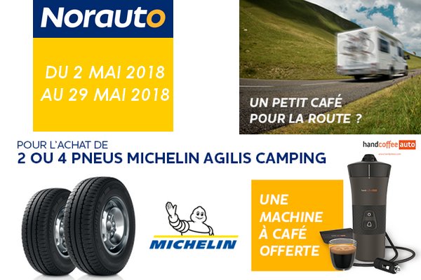 NorautoBeynost's tweet photo. #BonPlan du 2 au 29 mai 2018
Opération exclusive chez #Norauto
pour nos client "campingcaristes"
Achetez 2 ou 4 pneus Agilis Camping
#Michelin vous offre une une machine à café #Handpresso
Plus d'infos : https://t.co/royNlAlgsN https://t.co/UCcBbBB4Vq