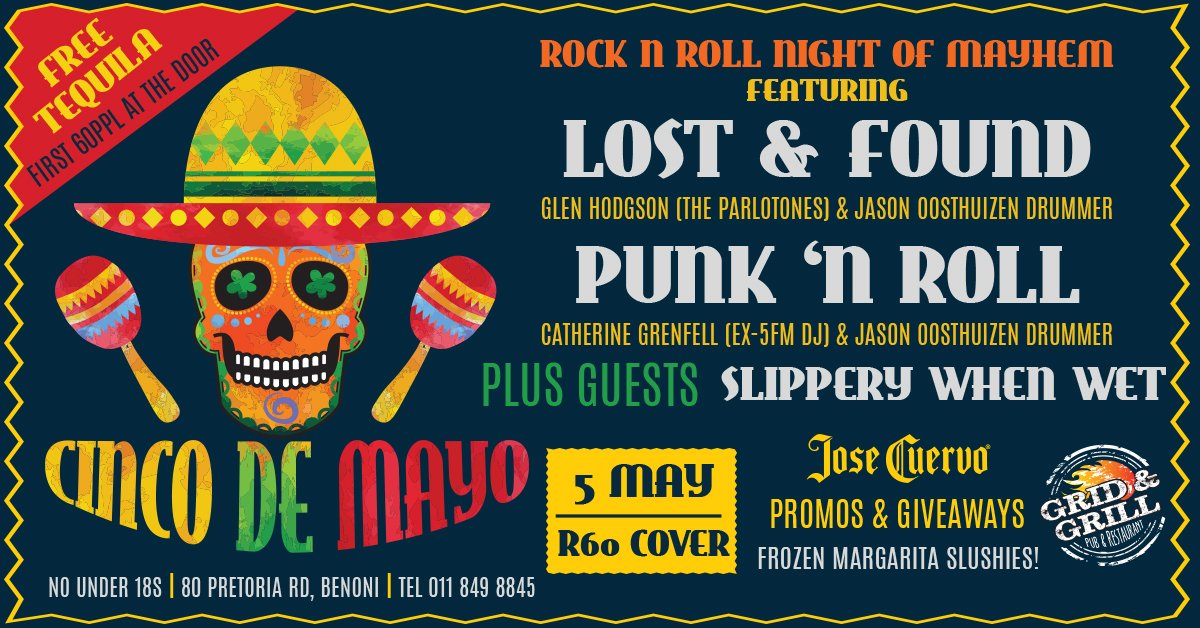TONIGHT! Come get a little messy with us, we've got some top notch Rock n' Roll planned for you
Lost&amp;Found
Punk n Roll
Slippery When Wet
R60 and a FREE TEQUILA for the first 60 folks :) ow.ly/FCoe30jQF6P