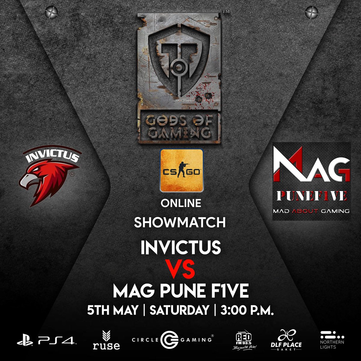 GodsOfGaming_'s tweet photo. The Gods of Gaming CS:GO  
show-match is starting  Join us live at 3PM at the link below
Gods of Gaming CS:GO show-match
Invictus Vs MAG PuneF1ve

Watch: https://t.co/EgziSFy981

#GodsofGaming #GoG #NLFP #sony #ps4 #redfm #ruse #rannvijaysingh #IndianGamingTournament #squadrann https://t.co/Crp2RGURGa