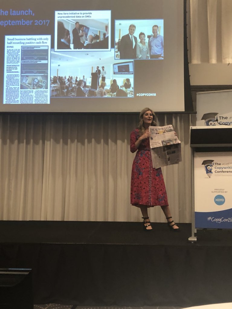 AbbyHempfling's tweet image. .@Marina_K showing off the results of @Xero Small Business Insights #coverpage #copycon18