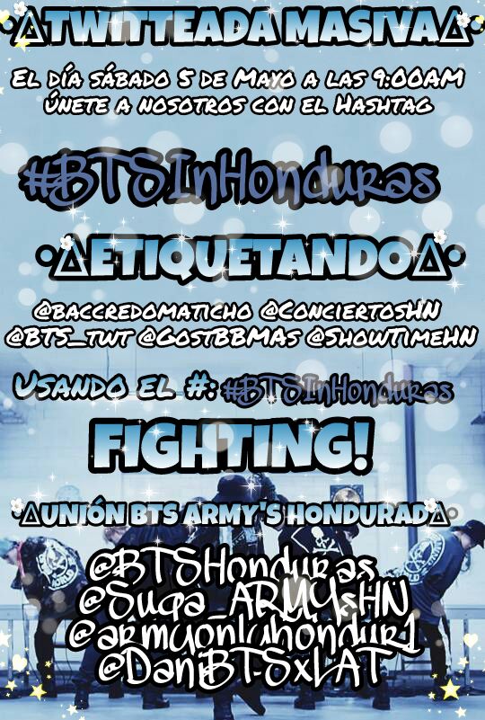 BTS_016Honduras's tweet photo. [ARMYs de Honduras]

Repitamos la historia! Por un concierto de BTS en Honduras.

#BTSinHonduras

#PremiosMTVMiaw #MTVLAKPOPBTS #MTVLAFANARMYBTS @BTS_twt @GostBBMAs @baccredomaticho @ConciertosHN @showtimehn https://t.co/zgB9rE7OSB