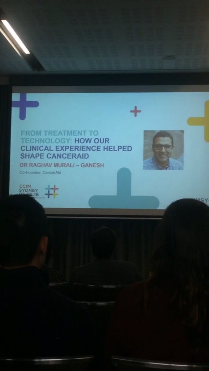 Osara_Health's tweet photo. Dr Raghav Murali-Ganesh presenting his keynote From Treatment to Technology: How our Clinical Experience Helped Shape CancerAid at #CCIM2018 in Sydney Today 🙌📲#HealthTech #CreativeCareers #makingadifference @CCIM2018 https://t.co/oBpOzsLxxZ