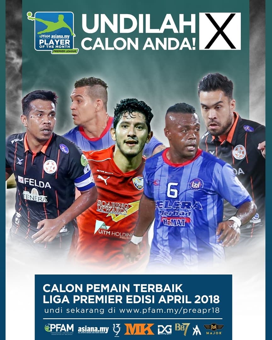 felcrafc's tweet photo. Pemain Terbaik 100Plus Liga Premier 2018 (PFAM) Edisi April 2018 :
.
Undian anda boleh di buat di link berikut : https://t.co/QVFyENau2i
.
#ffc #felcrafc #TheRivals #100PlusLigaPremier2018 #felcraberhad #UniversitiMalaya #SportflexMalaysia #KamalSport #HEMAT https://t.co/VoPpAWXU3e