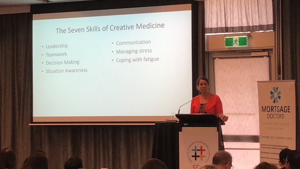 AdvanceMedAU's tweet photo. .@DrSarahDalton on The Seven Skills of Creative Medicine:
- Leadership
- Teamwork
- Decision Making
- Situation Awareness
- Communication
- Managing Stress 
- Coping with Fatigue 

#CCIMSYD #CCIM2018 #medicine #leadership https://t.co/6PxshsYMXl