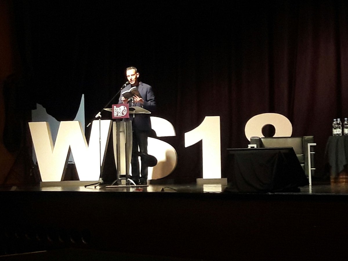 bndlstudios's tweet photo. Ben Loory is now on stage reading an excerpt from his book, expressing his inexplicable love for animals and fables, and how these stories could reveal layers of humanity.
#writerseries2018 #thestoryofus https://t.co/1DKKaXRlYM