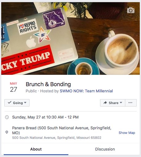 TeamMillennial_'s tweet photo. Join Team Millennial for Sunday brunch. The first step to creating local change is building an inclusive community, so let's drink coffee together and discuss our plans to smash the patriarchy and Cardi B's new album. 
All genders and ages welcome!
https://t.co/pBxYEHkiIA https://t.co/de8kafnouG