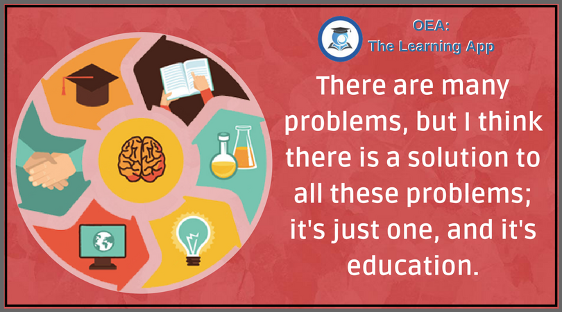 OEA_Group's tweet photo. There are many problems, but I think there is a solution to all these problems; it's just one, and it's education.
#PadhoKhelKhelMein #TheLearningApp #studybuddy #OeaEducation #OnlineEducationAcademy #OEA #Education #educoach https://t.co/93NZUnRum2