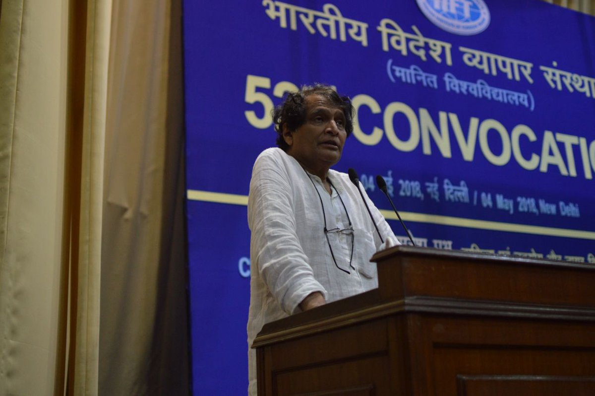 iift1963's tweet photo. @iift1963 congratulates the batch of 2016-18 on successful completion of their journey at IIFT. #Convocation

We are also indebted to Mr. @sureshpprabhu , Minister of Commerce &amp; Industry And Civil Aviation for his time to grace the 52nd Convocation ceremony with his presence. https://t.co/Bg8uTllolj