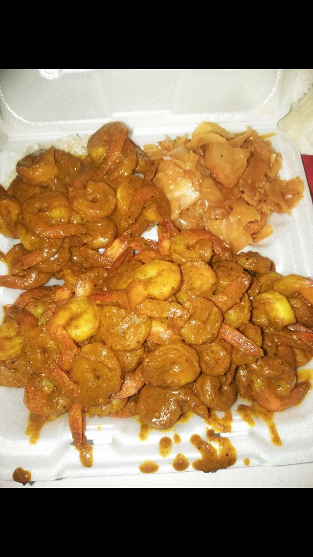 JazzyJSoulFood's tweet photo. You ask for it and we will make it!!! Curry shrimp for a customer! With cabbage and rice #DSU #DSU18 #DSU19 #DSU20 #DSU21 #UD18 #UD19 #UD20 #UD21 https://t.co/BbgJvOKKEm
