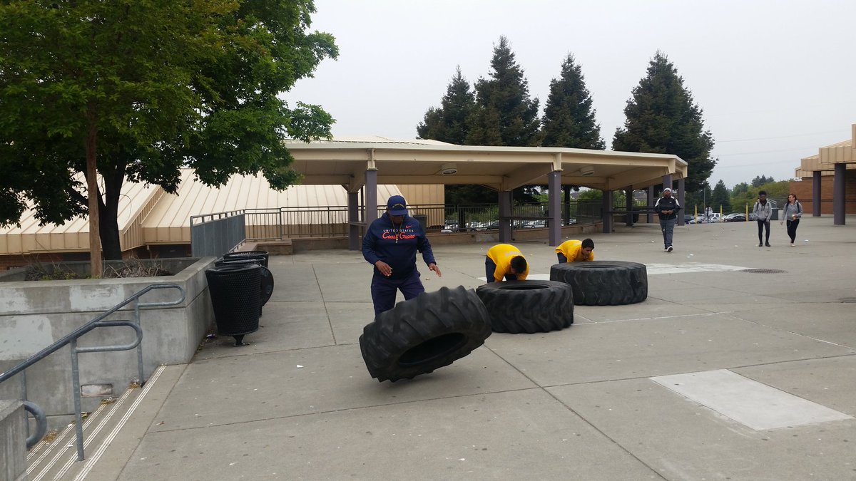 JBHSNJROTC's tweet photo. #JBHSNJROTC Senior Naval Science Instructor shows JBHS cadets how to flip a tire during PT Friday! https://t.co/9KK0fZig4H