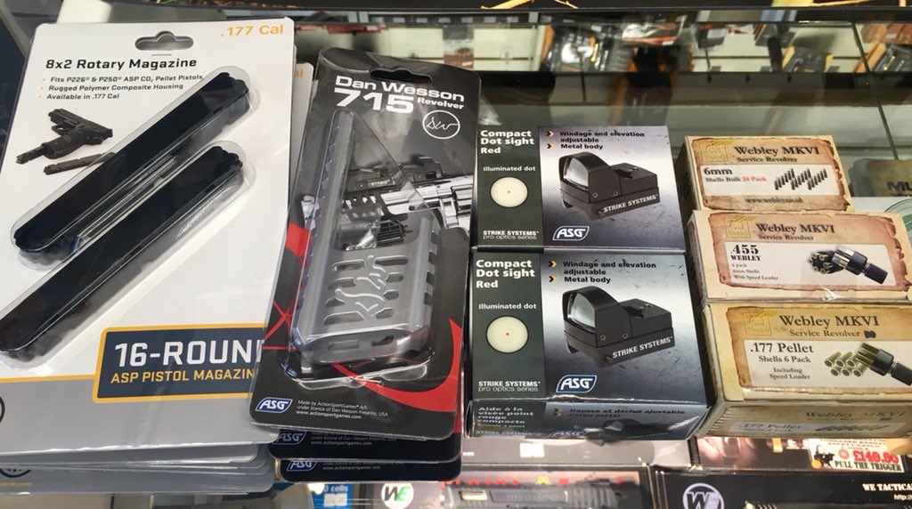 PlymouthGuns's tweet photo. **BACK IN STOCK
#SIG #SAUER #MCX *Special price: £249.95
SIG SAUER #MPX with red dot sight *Special price: £279.95
SIG SAUER P226 &amp; P320 blowback Air Pistols Plus spare magazines
DW 715 scope Rail adaptors
#ASG Compact Red Dot Sights
Spare shells for #Webley Service Revolvers https://t.co/Jbe1GSLDwX