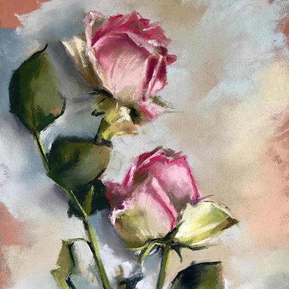 CanotStopPainting on Twitter: "#Roses #Painting, Soft #Pastels Painting
