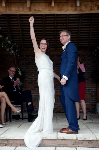 Love this happy moment captured by Dan Akerman. #JustMarried #brideandgroom