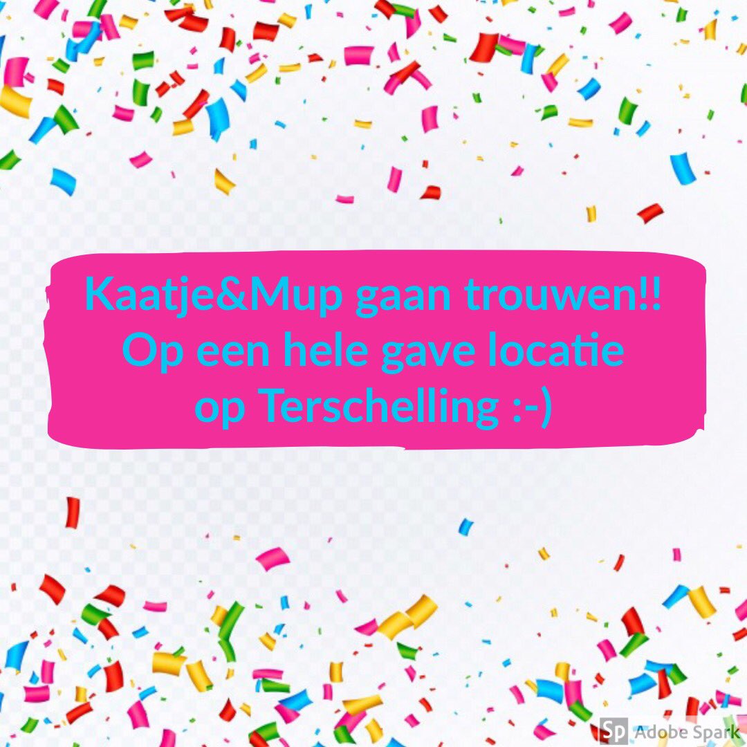 KaatjeMup's tweet photo. GROOT NIEUWS, #kaatjemup gaan voor de 1e keer #trouwen op #terschelling. Op een hele gave locatie. Tijdens een besloten voorstelling en een aangepast verhaal 😉 #bruiloft #grootfeest #kinderprogramma 🎉 https://t.co/RUrZtKgpUL